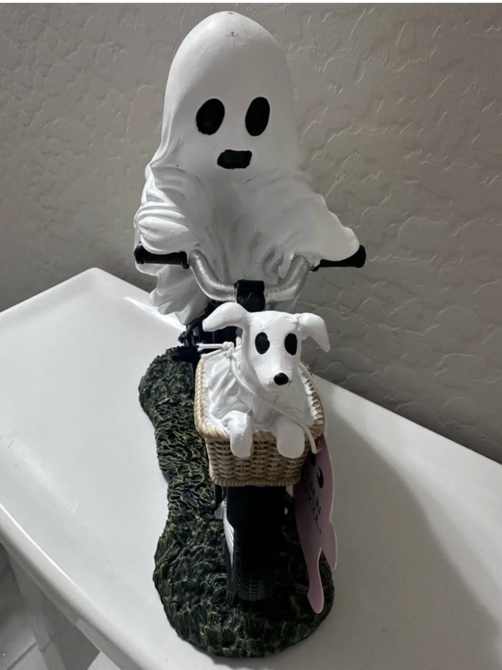 Goblin & Ghoul Ghost Riding Bicycle with Ghost Dog Halloween Figurine